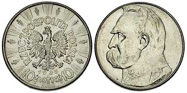 10 złotych 1935 (Józef Piłsudski.)