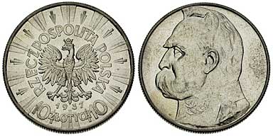 10 złotych 1937 (Józef Piłsudski.)