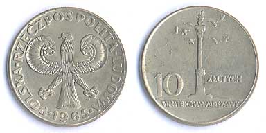 10 złotych 1965 (Kolumna Zygmunta.)