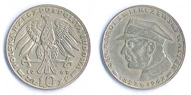 10 złotych 1967 (Karol Świerczewski.)