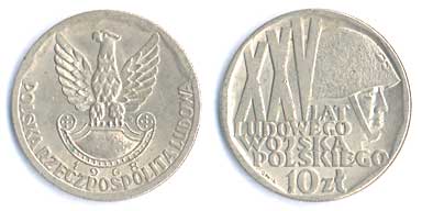 10 złotych 1968 (XXV lat Ludowego Wojska Polskiego.)