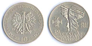10 złotych 1971 (50. rocznica III Powstania Śląskiego.)