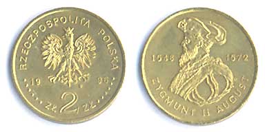2 złote 1996 (Zygmunt II August.)