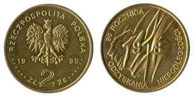 2 złote 1998 (80. Rocznica Odzyskania Niepodległości.)