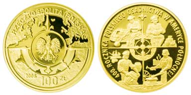 100 złotych 2008 (Polskie osadnictwo w Ameryce Północnej.)