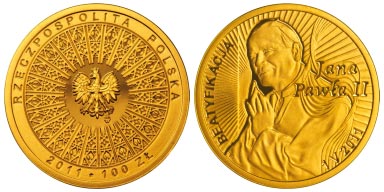100 złotych 2011 (Beatyfikacja Jana Pawła II – 2011.)